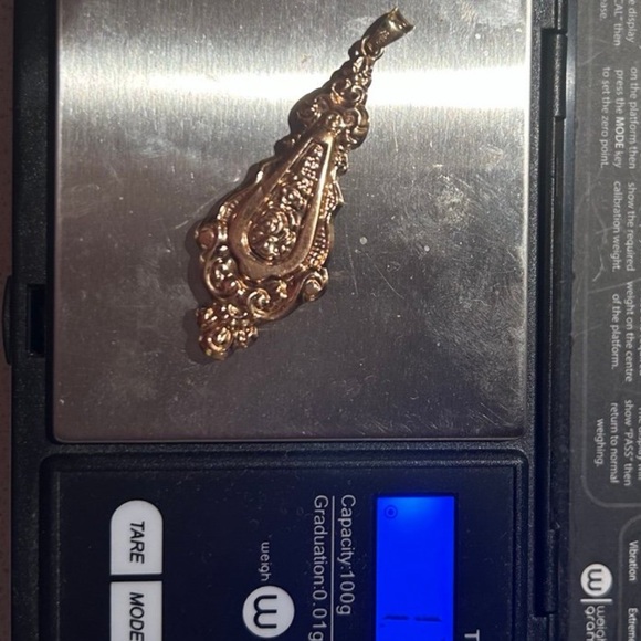 14k Real Rose Gold Pendant Large Antique Beautiful & Unique Piece 2" Long - Picture 7 of 8